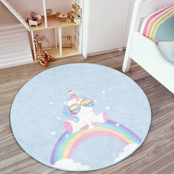 Gaiši zils bērnu paklājs ø 80 cm Comfort – Mila Home-image-3