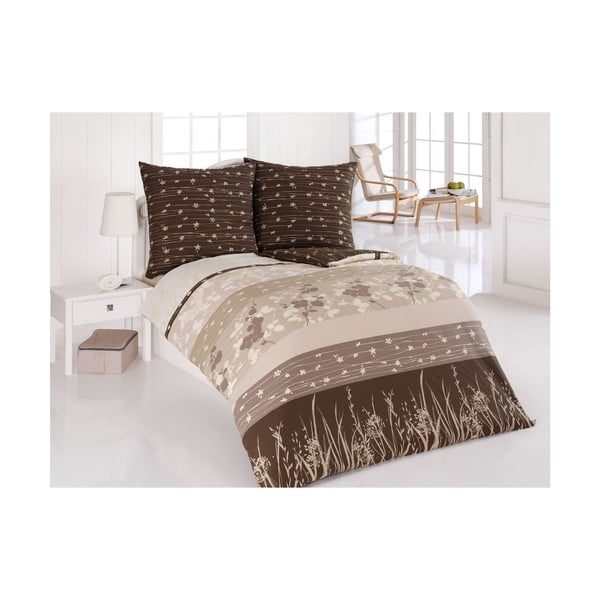 Gultas veļa ar spilvenu Elvira Brown, vienvietīga gulta, 135x200 cm