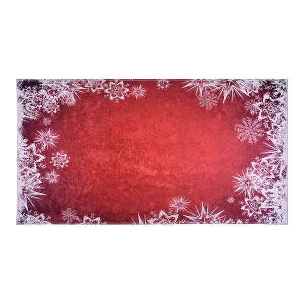 Sarkans un balts paklājs Vitaus Sniegpārsliņas, 120 x 160 cm