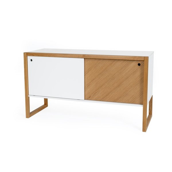 Brūna un balta ozolkoka kumode Woodman Cubis-image-2