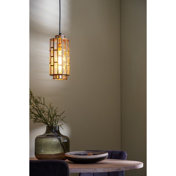 Bronzas krāsas piekaramā lampa ar stikla abažūru Søstrene – Light & Living-image-1