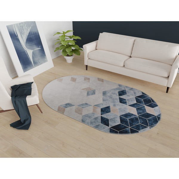 Balts/zils mazgājams paklājs 60x100 cm – Vitaus-image-1