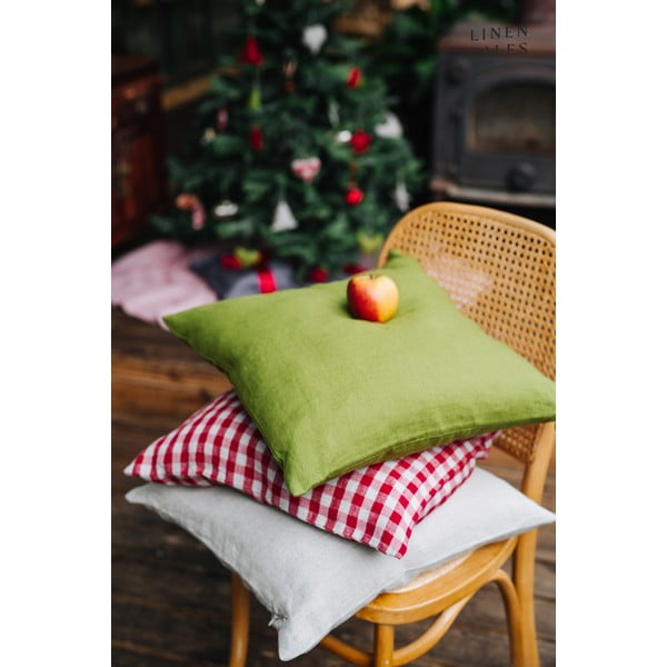 Lina spilvendrāna 50x50 cm Red Gingham – Linen Tales-image-1