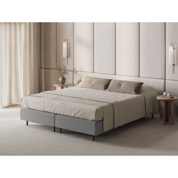 Pelēka polsterēta vienvietīga gulta bez galvgaļa 90x200 cm Whale – Micadoni -image-1