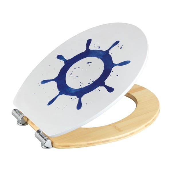 Tualetes poda sēdeklis no bambusa un kokšķiedras plātnes Wenko Stūres rats, 44 x 37,5 cm-image-2