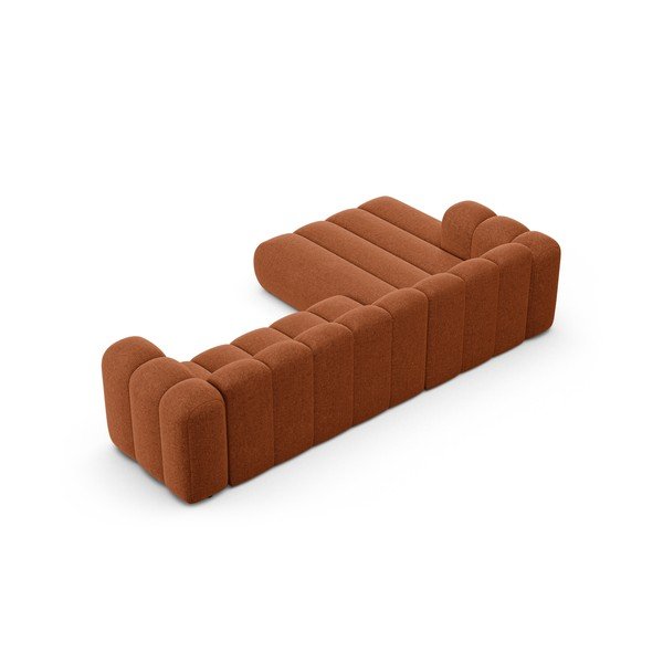 Ķieģeļu sarkans stūra dīvāns no šenila auduma (ar kreiso stūri/ar zvilni) Lupine – Micadoni -image-3