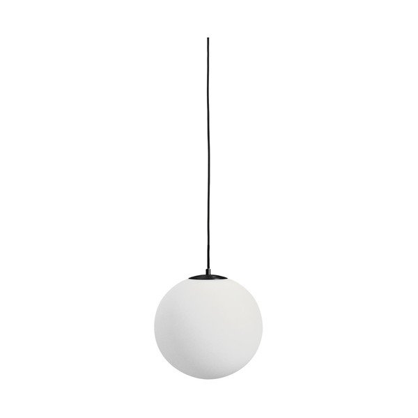 Balta/melna metāla piekaramā lampa ar stikla abažūru ø 30 cm Brisia – Kave Home