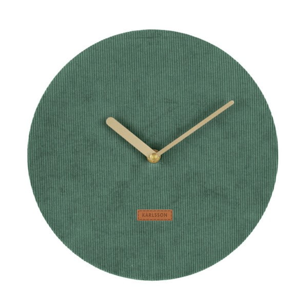 Tumši zaļš sienas pulkstenis ar velvūru Karlsson Velvets, ⌀ 25 cm