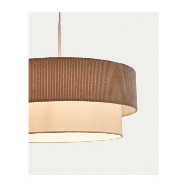 Balta/bēša piekaramā lampa ar auduma abažūru ø 40 cm Bianella – Kave Home-image-2