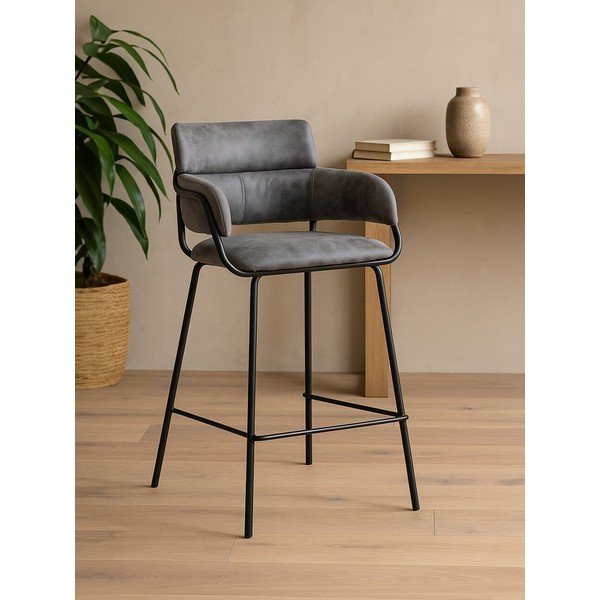 Melns/pelēks polsterēts bāra krēsls Tamzin – Premier Housewares-image-1