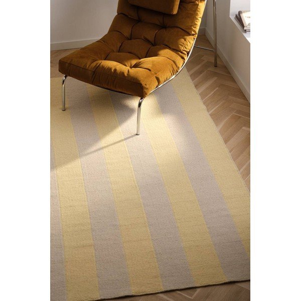 Dzeltens/bēšs ar rokām darināts celiņa paklājs no vilnas maisījuma 80x200 cm Sissel – Jotex-image-1