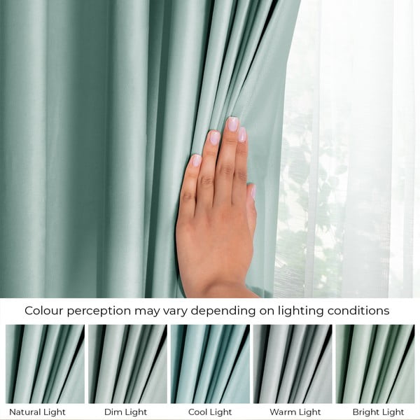 Gaiši zaļš samta daļēji gaismu necaurlaidīgs aizkars 140x270 cm Eyelets – Restilo-image-4