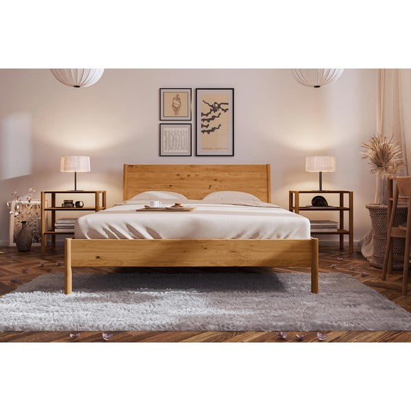 Dabīga toņa vienvietīga gulta no ozolkoka 90x200 cm Pola – The Beds-image-3