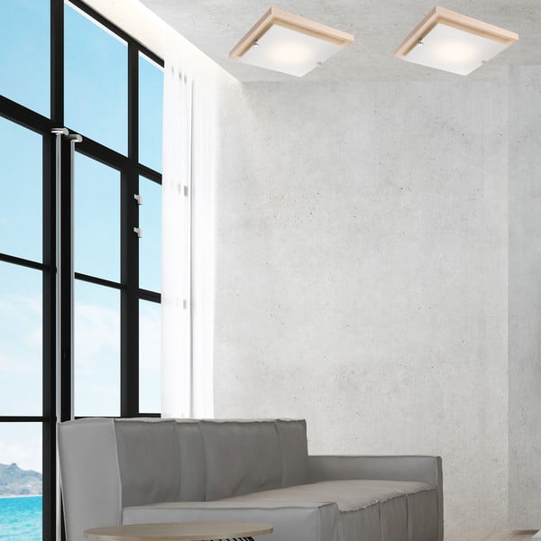 Brūna/dabīga toņa griestu lampa 30x30 cm Pedro – LAMKUR-image-2