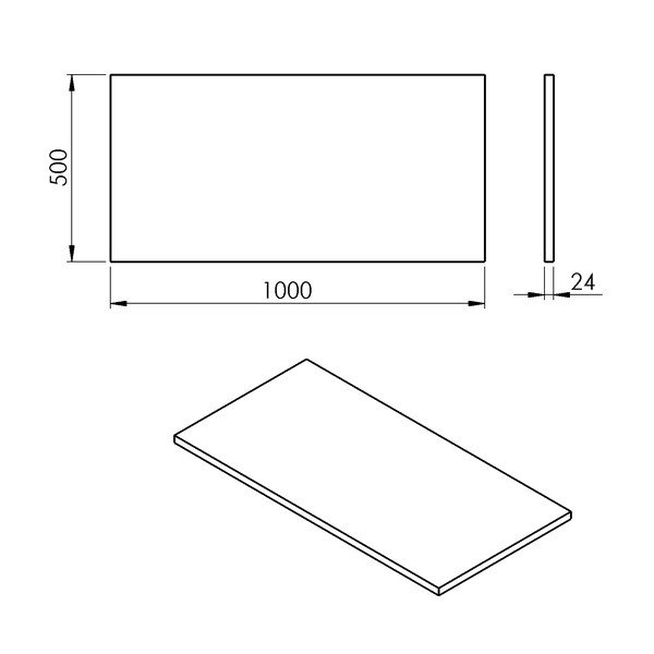 Balta vannasistabas letes virsma 100x50 cm Plato – Sapho-image-2