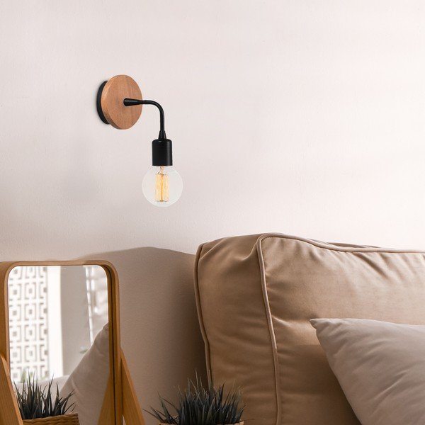 Melna/dabīga toņa sienas lampa Dartini – Opviq lights-image-2