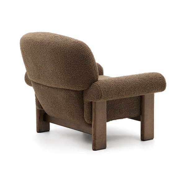 Brūns atpūtas krēsls no buklē auduma Nema – Kave Home-image-3