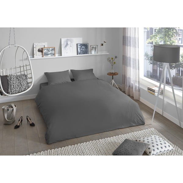 Pelēka divguļamā kokvilnas gultasveļa Good Morning Universal, 200 x 220 cm-image-1