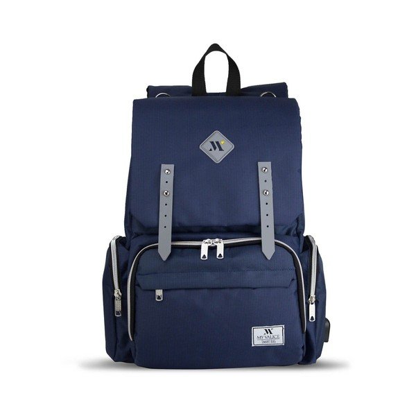 Tumši zila mugursoma māmiņām ar USB portu My Valice MOTHER STAR Baby Care Backpack-image-3
