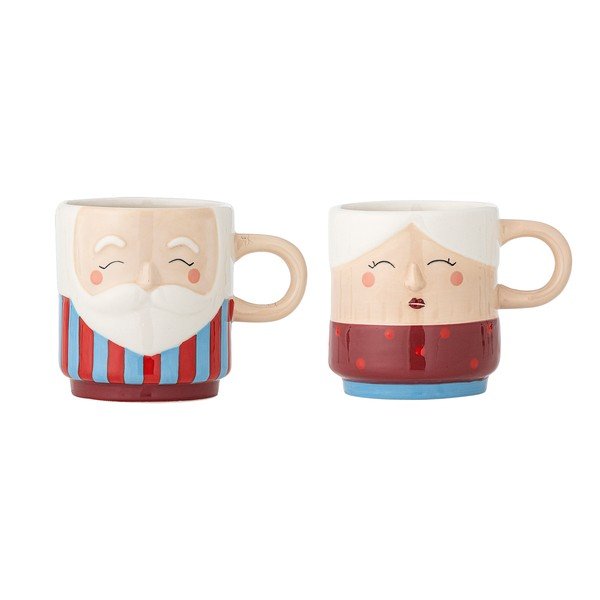 Sarkanas akmensmasas tasītes (2 gab.) ar Ziemassvētku motīvu 280 ml Granny – Bloomingville