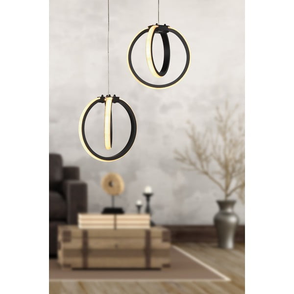 Melna metāla LED piekaramā lampa ø 20 cm Sezen – Squid Lighting-image-1