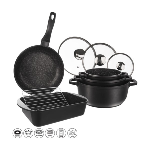 Alumīnija trauku komplekts ar 3 vākiem un pannu (5 gab.) Orion Grande-image-2