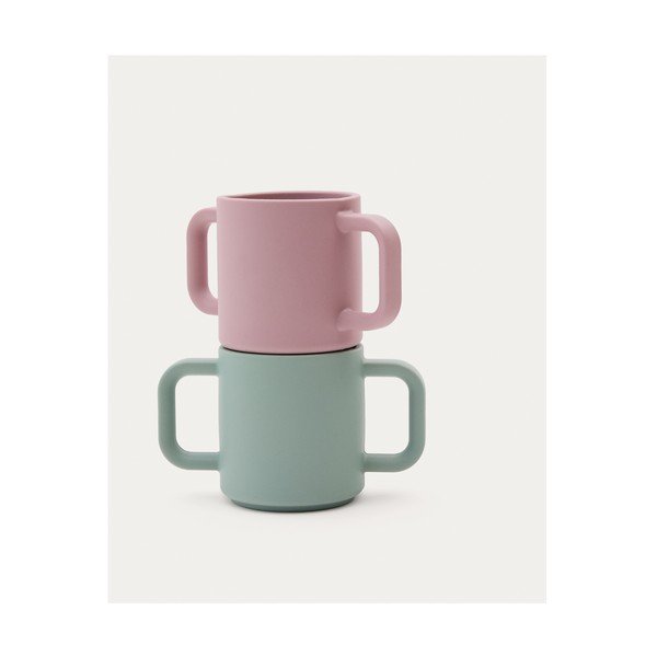 Gaiši rozā/tirkīzzilas silikona bērnu krūzes (2 gab.) Lili – Kave Home-image-4