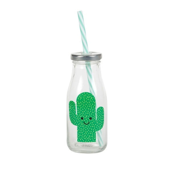 Sass & Belle Cactus Mini piena pudele ar vāciņu un salmiņu