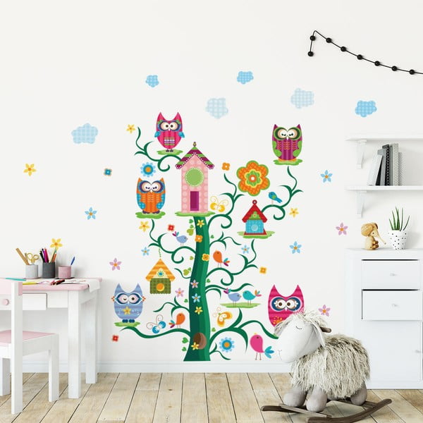 Bērnu sienas uzlīmju komplekts Ambiance Pūces un viņu burvju koks