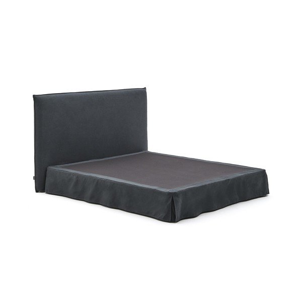 Antracīta pelēka polsterēta divvietīga gulta 180x200 cm Jaira – Kave Home