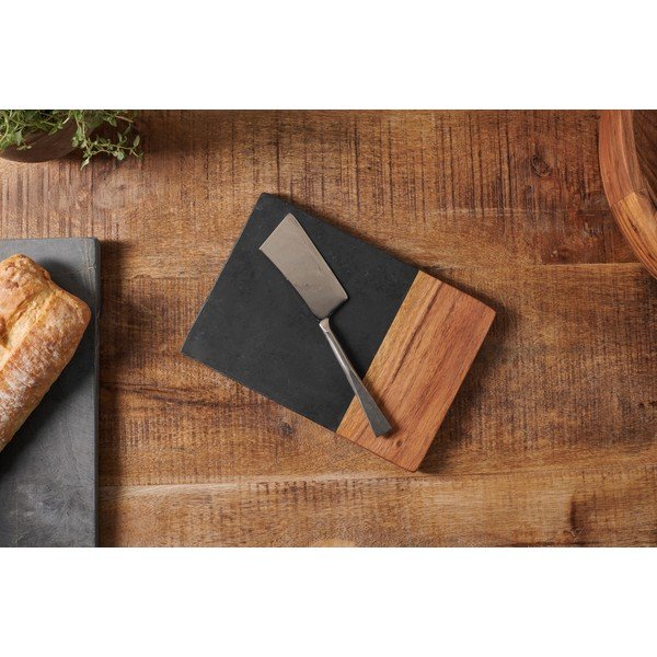 Servēšanas dēlis no slānekļa un akācijas koka Nkuku Fala, garums 23 cm-image-4