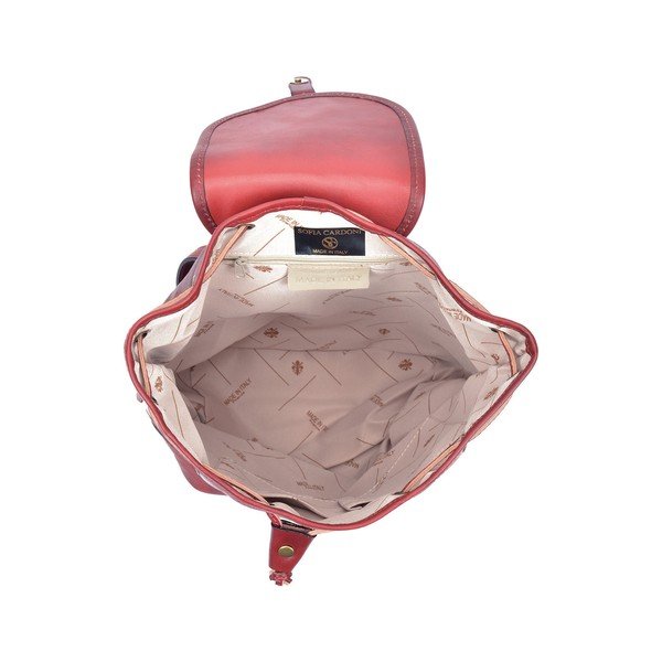 Sarkana ādas mugursoma Sofia Cardoni Cindy-image-3