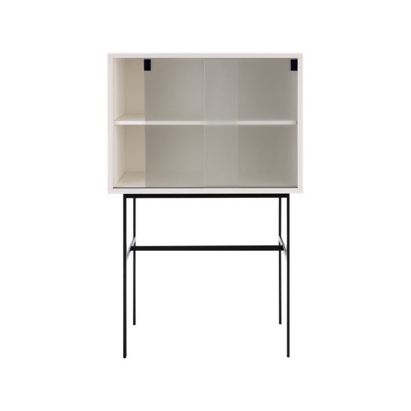 Pelēkbēša vitrīna ar bīdāmām durvīm 70x109x40 cm Lekko – noo.ma-image-3