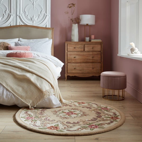 Bēšs vilnas paklājs Flair Rugs Aubusson, ⌀ 120 cm-image-1