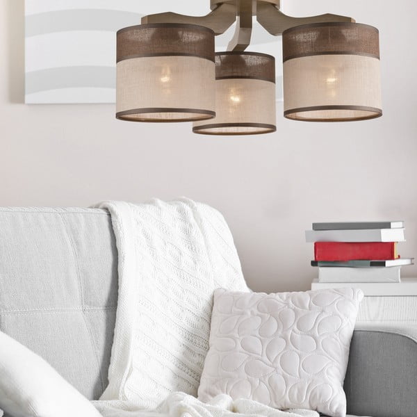 Tumši brūna griestu lampa ar auduma abažūru ø 16 cm Andrea – LAMKUR-image-1