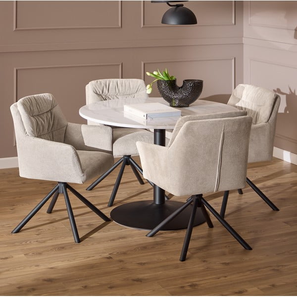 Bēšs polsterēts ēdamistabas krēsls ar roku balstiem Alonso – Actona-image-1