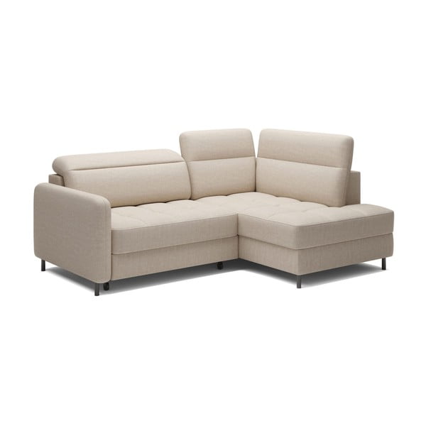 Bēšs samta salokāms/ar uzglabāšanas vietu stūra dīvāns (ar labo stūri/L veida) Barea – ELTAP-image-2