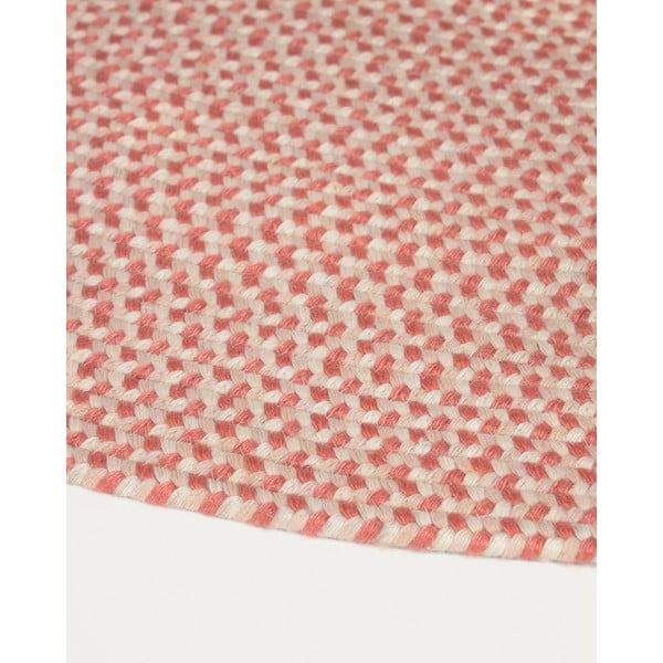 Rozā apaļš iekštelpu un āra paklājs no pārstrādātas šķiedras ø 150 cm Rodhe – Kave Home-image-3