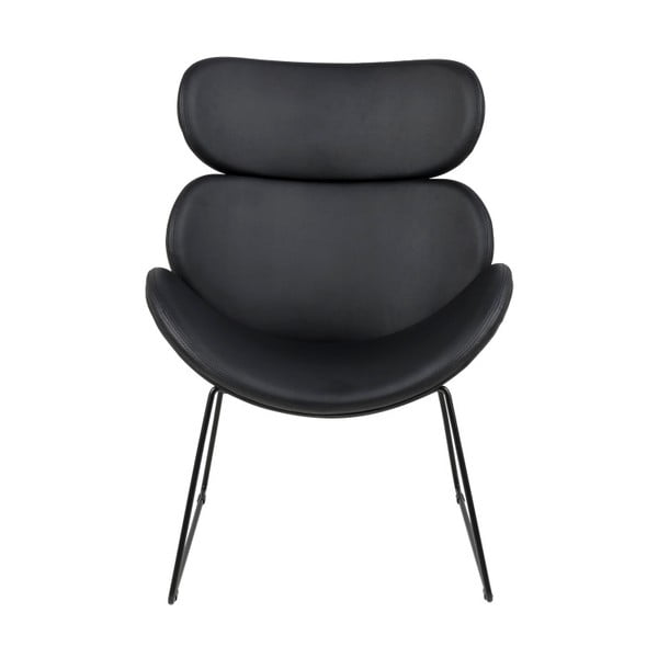 Melns mākslīgās ādas krēsls ar melnām kājām Actona Cazar-image-1