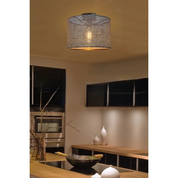 Pelēka griestu lampa ar auduma abažūru ø 38 cm Goza – Squid Lighting-image-1