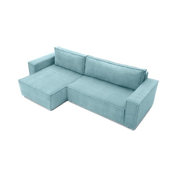 Tirkīzzils velveta stūra izvelkamais dīvāns ar maināmām pusēm Bonami Selection Bowie-image-4