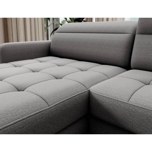 Gaiši pelēks samta salokāms/ar uzglabāšanas vietu stūra dīvāns (ar labo stūri/U veida) Berrto – ELTAP-image-4