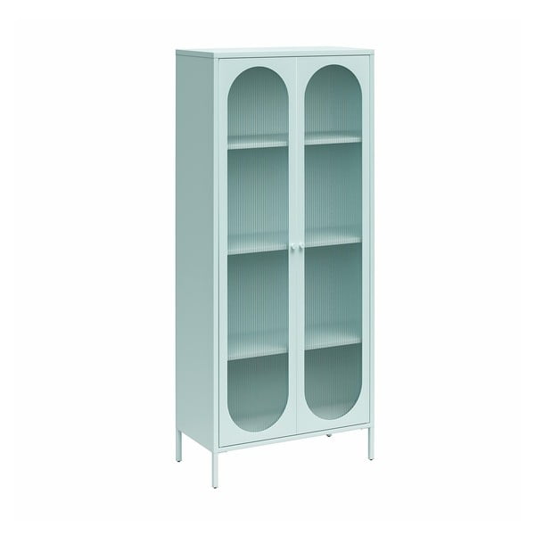 Gaiši zila metāla vitrīna 80x186x40 cm Luna – Støraa-image-2