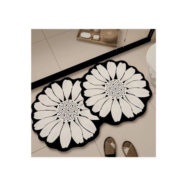 Melns/krēmkrāsas vannas istabas paklājiņš 70x120 cm Flor Extrana – Foutastic-image-2