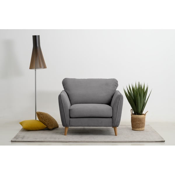 Tumši pelēks velveta atpūtas krēsls Paris – Scandic-image-1