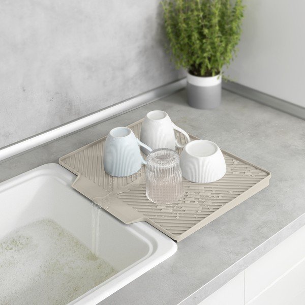 Bēšs plastmasas trauku žāvēšanas paliktnis 34x40 cm Nelia – Wenko-image-1