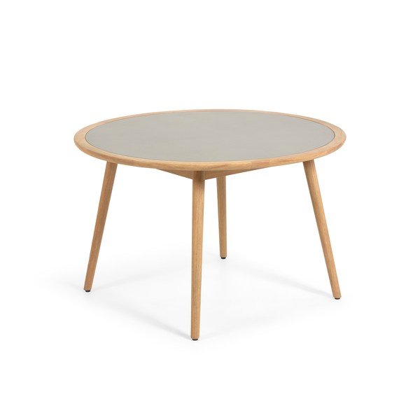 Dārza galds no eikalipta koka ar betona virsmu Kave Home Glynis Nina, ⌀ 120 cm