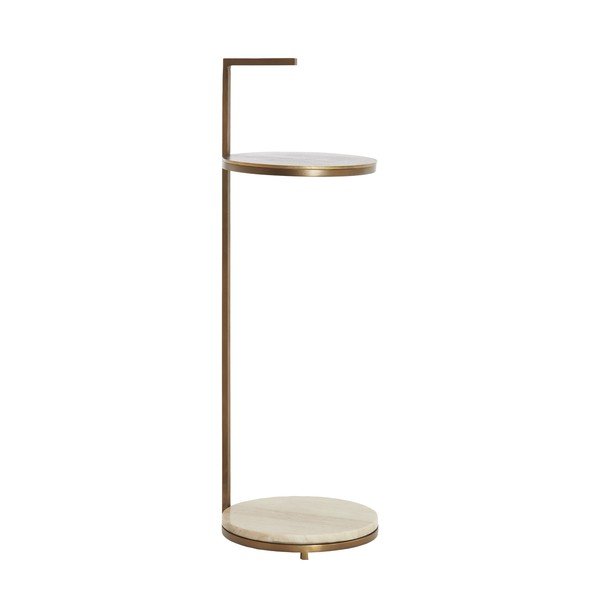 Apaļš sānu galdiņš ar marmora virsmu ø 26 cm Leda – Light & Living