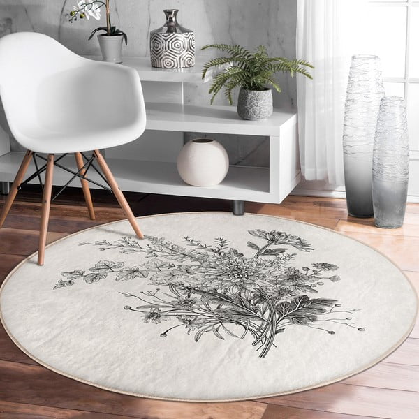 Krēmkrāsas mazgājams robotu putekļu sūcējiem piemērots apaļš paklājs ø 80 cm Comfort – Mila Home-image-2