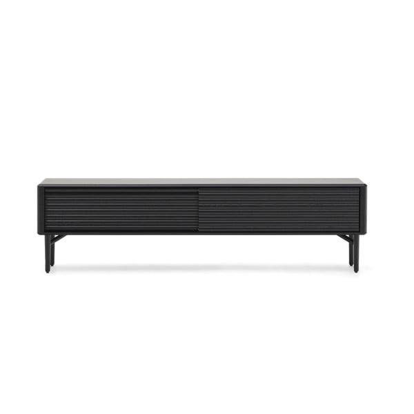 Melns TV galdiņš ar ozolkoka imitāciju 200x57x35 cm Lenon – Kave Home-image-2